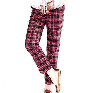 J. Crew Plaid Ankle Pants in Red and Black